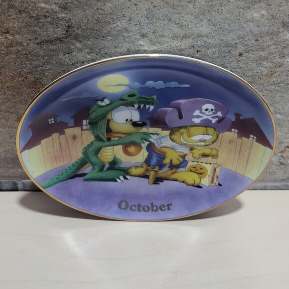 Garfield Calendar October Plate Jim Davis Plate No A 1444 Danbury Mint - Picture 5 of 14